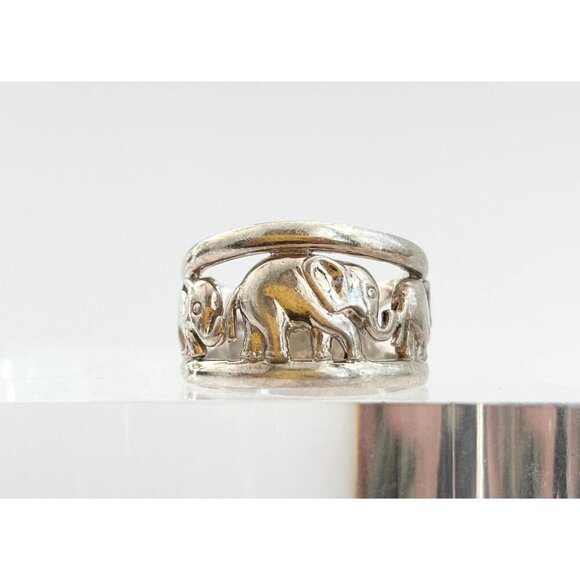 Jewelry - Thai Made Good Luck Elephant Figural 925 Sterling Silver Vintage Ring - sz 6.25